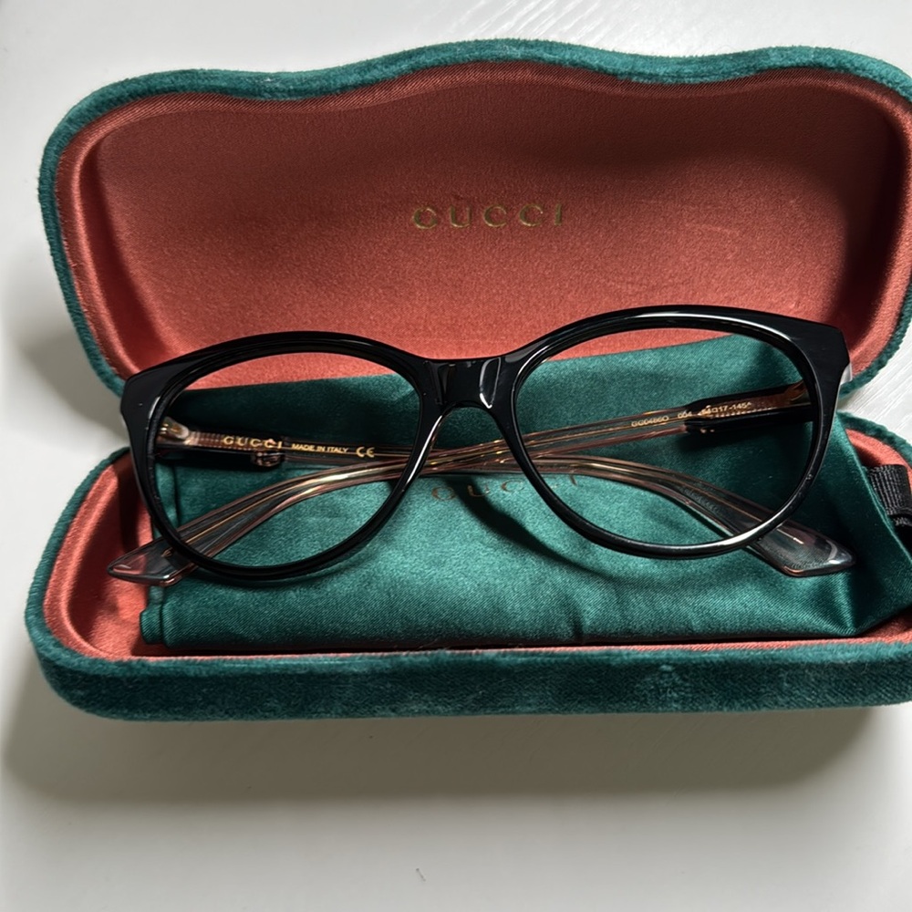 Gucci Black and Pink Cat-Eye Glasses